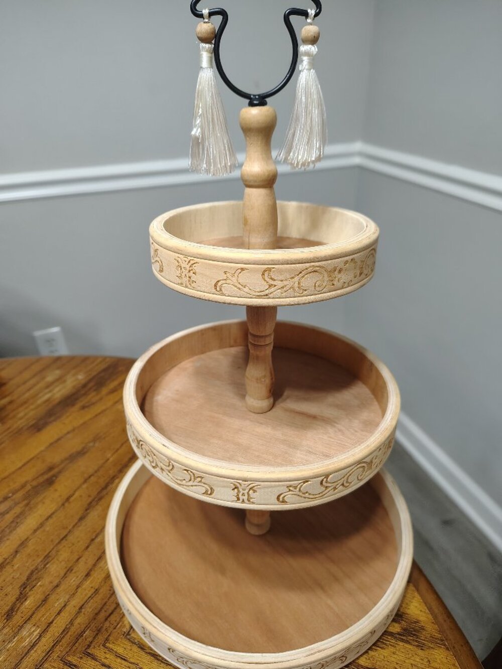 Rustic Two-Tiered Wooden Tray